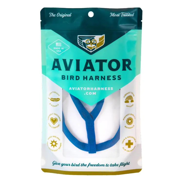 AVIATOR Bird Harness and Leash, Blue