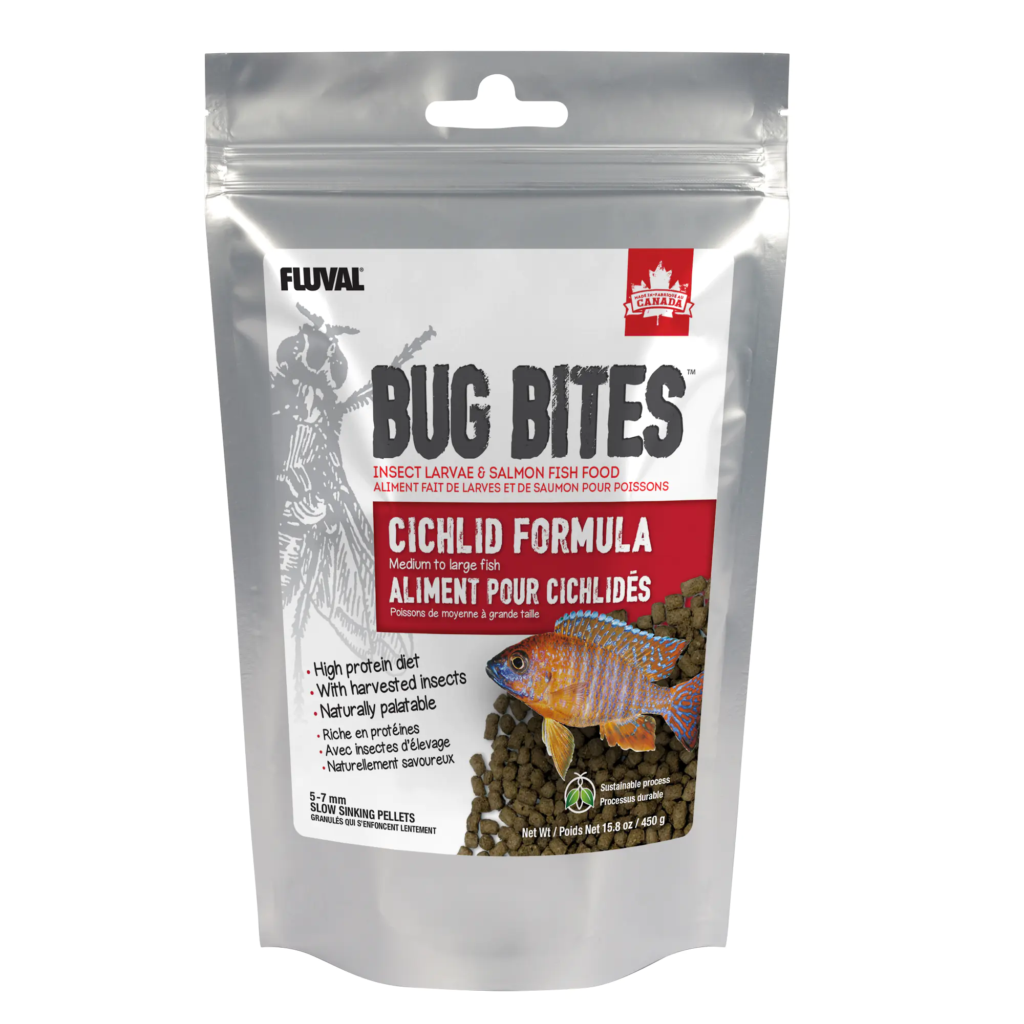 FLUVAL Bug Bites Medium to Large Cichlid Formula, Slow Sinking