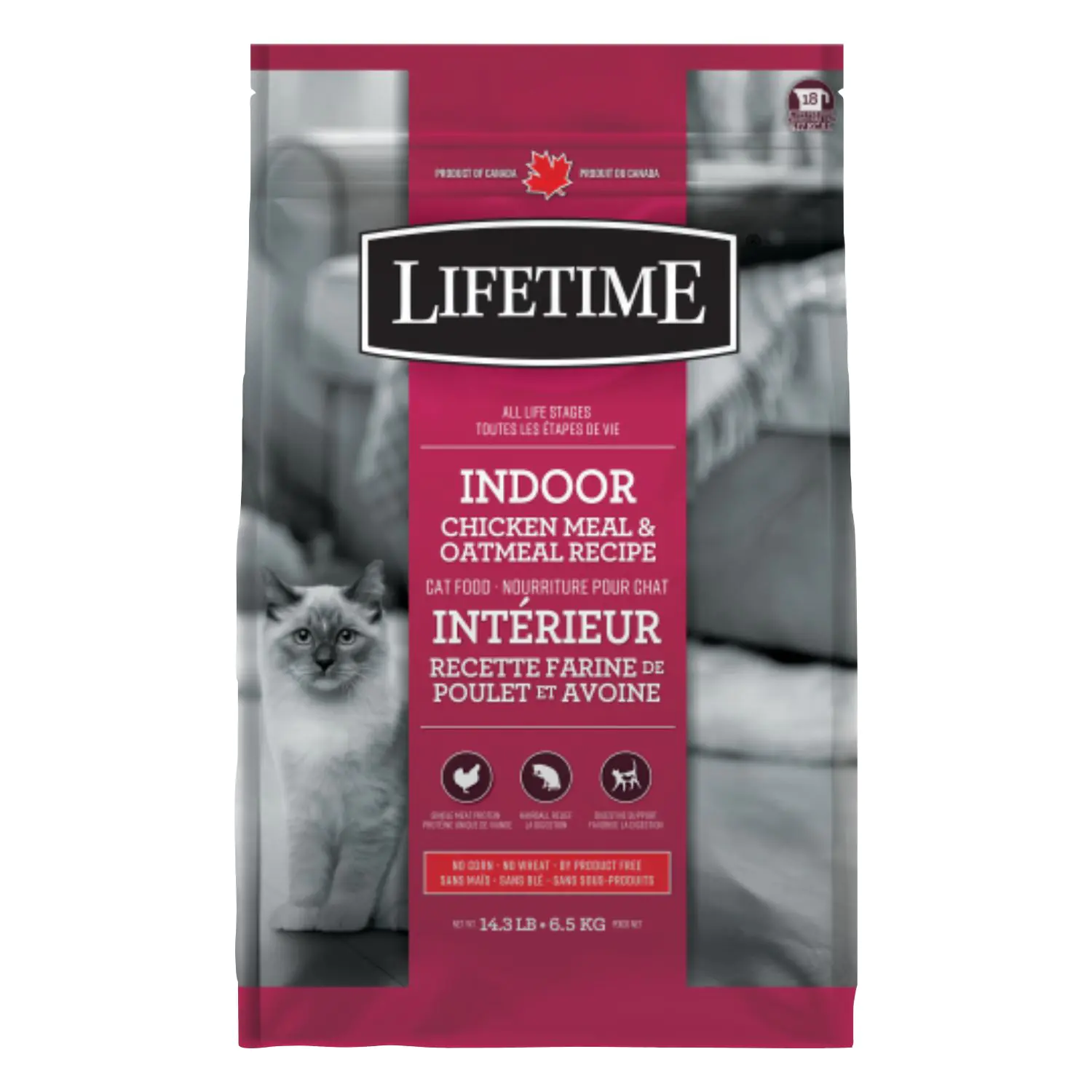 LIFETIME Indoor Chicken Meal Oatmeal Recipe Dry Cat Food